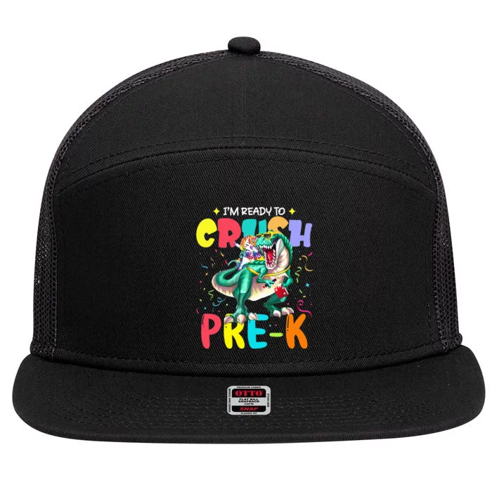 I'm Ready To Crush PreK Unicorn Dinosaur Back To School 7 Panel Mesh Trucker Snapback Hat