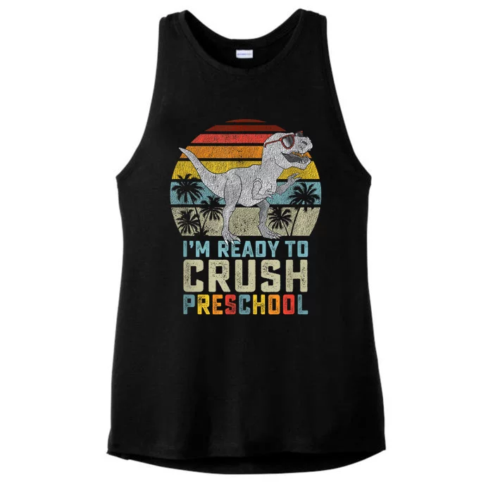 Im Ready To Crush Preschool Dinosaur Back To School Ladies Tri-Blend Wicking Tank