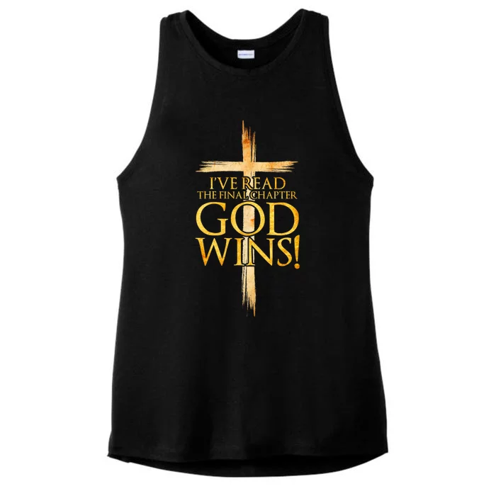 IVe Read The Final Chapter God Wins Christian Faith Cross Ladies Tri-Blend Wicking Tank