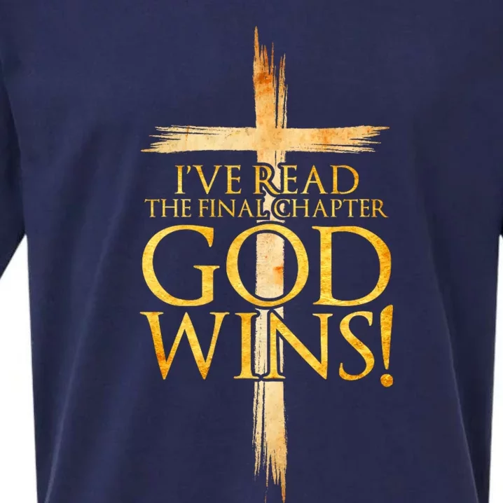 IVe Read The Final Chapter God Wins Christian Faith Cross Sueded Cloud Jersey T-Shirt