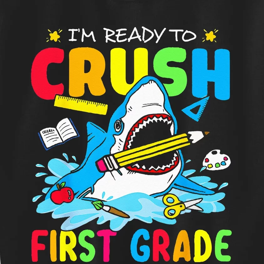 Im Ready To Crush 1st Grade Shark Back To School Kids Sweatshirt