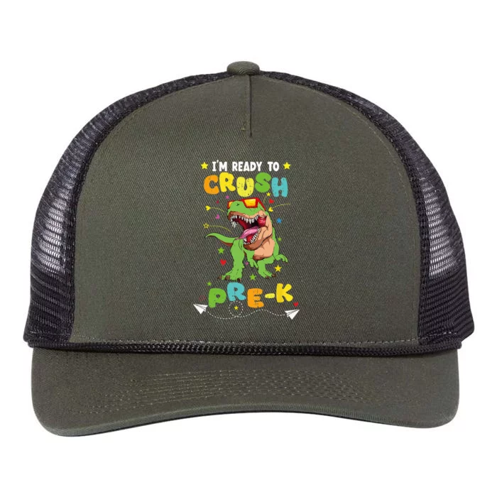 Im Ready To Crush PreK T Rex Dinosaur Back To School Retro Rope Trucker Hat Cap