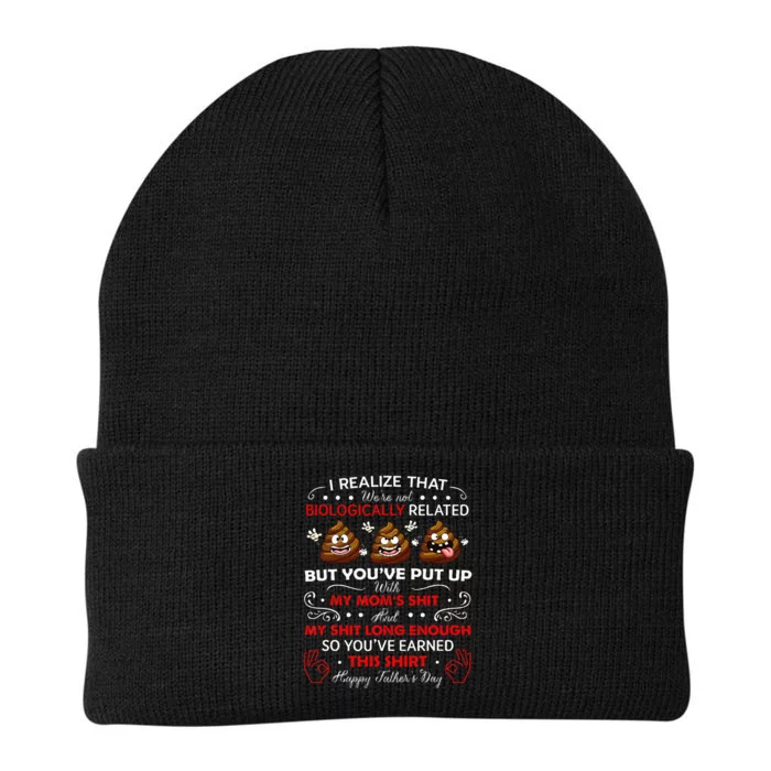 I Realize That Were Not Biologically Related Funny Stepdad Knit Cap Winter Beanie