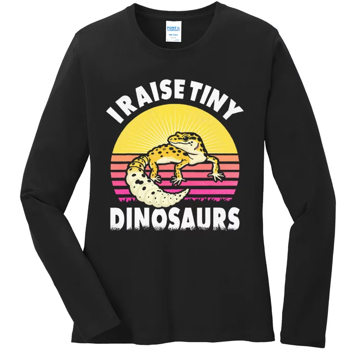 I Raise Tiny Dinosaurs Gifts For Leopard Gecko Lovers Ladies Long Sleeve Shirt