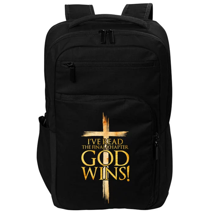 IVe Read The Final Chapter God Wins Christian Faith Cross Impact Tech Backpack