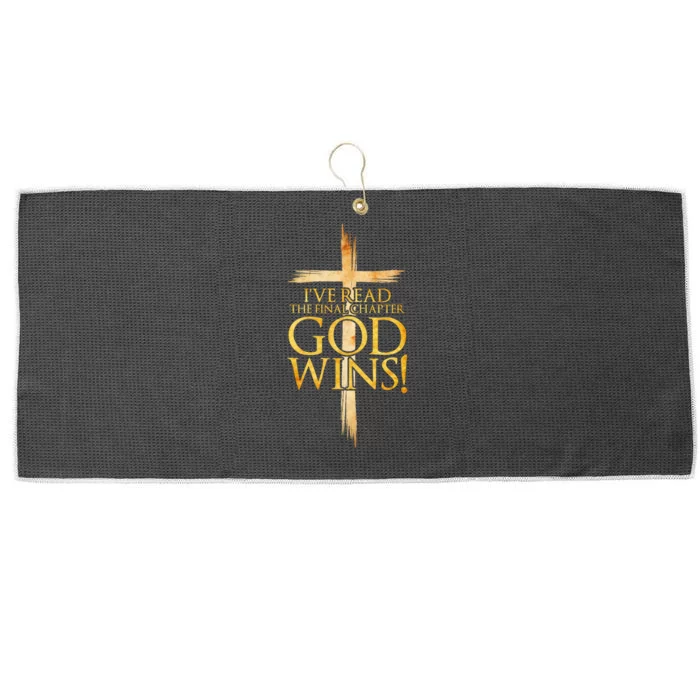 IVe Read The Final Chapter God Wins Christian Faith Cross Large Microfiber Waffle Golf Towel