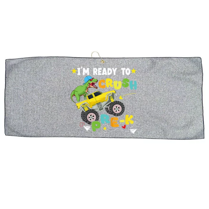 Im Ready To Crush PreK T Rex Dinosaur Truck Back To School Large Microfiber Waffle Golf Towel