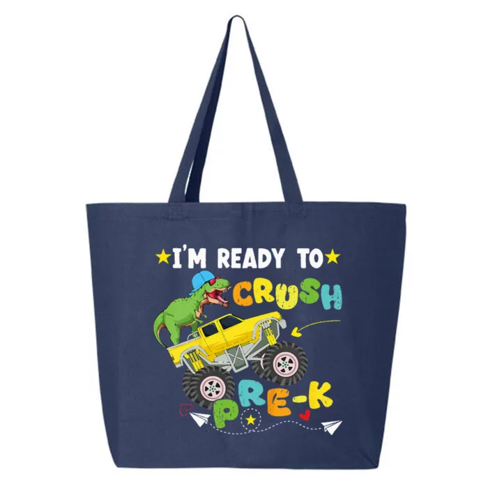 Im Ready To Crush PreK T Rex Dinosaur Truck Back To School 25L Jumbo Tote