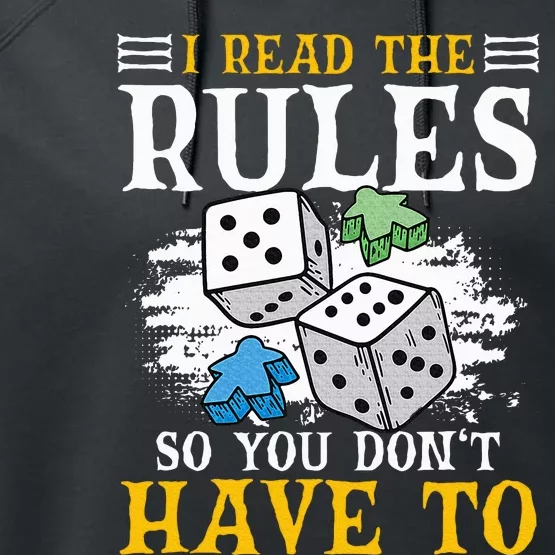 I Read The Rules Board Gaming Tabletop Board Game Meeple Performance Fleece Hoodie