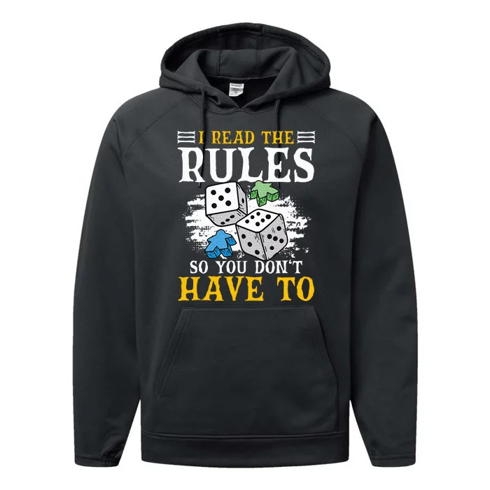 I Read The Rules Board Gaming Tabletop Board Game Meeple Performance Fleece Hoodie