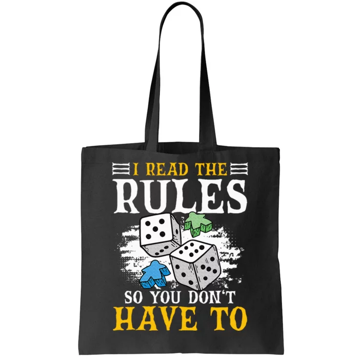 I Read The Rules Board Gaming Tabletop Board Game Meeple Tote Bag