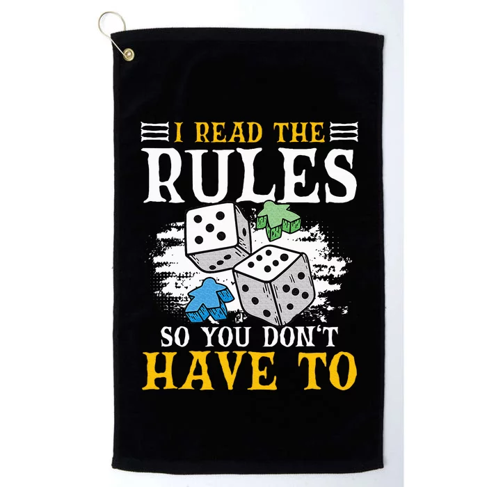 I Read The Rules Board Gaming Tabletop Board Game Meeple Platinum Collection Golf Towel