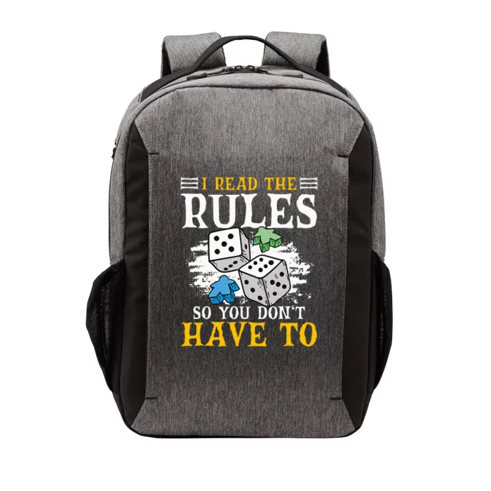 I Read The Rules Board Gaming Tabletop Board Game Meeple Vector Backpack