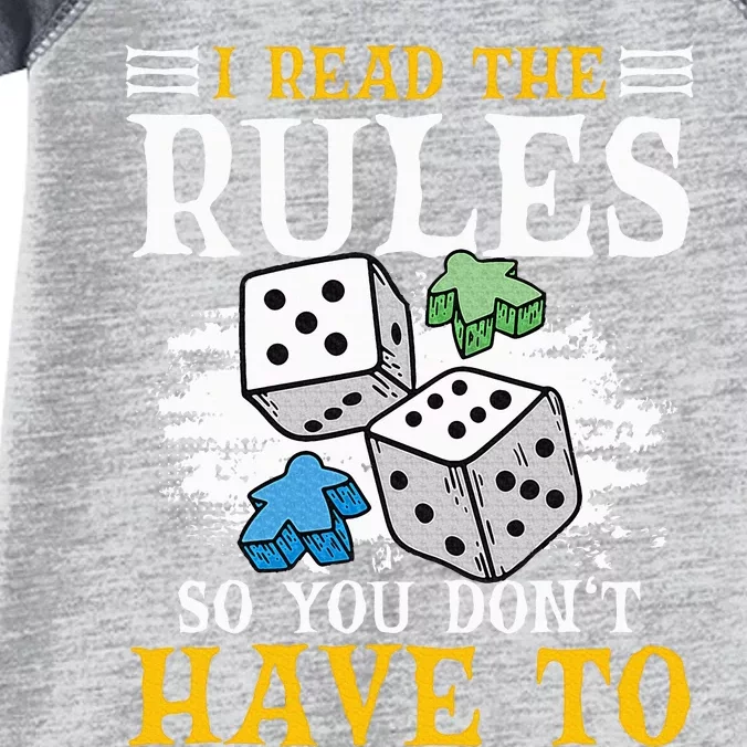 I Read The Rules Board Gaming Tabletop Board Game Meeple Infant Baby Jersey Bodysuit