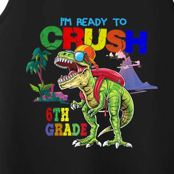 Im Ready To Crush 6th Grade Back To School Dinosaur Boy Performance Tank