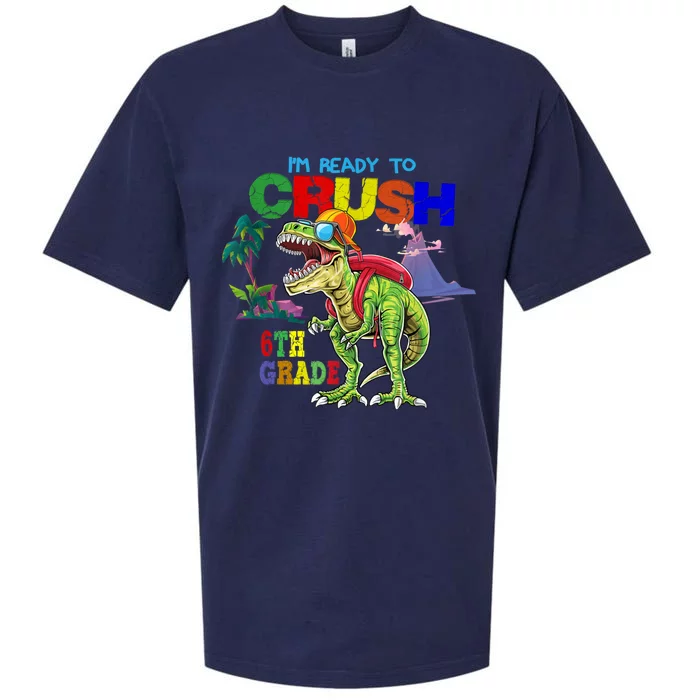 Im Ready To Crush 6th Grade Back To School Dinosaur Boy Sueded Cloud Jersey T-Shirt