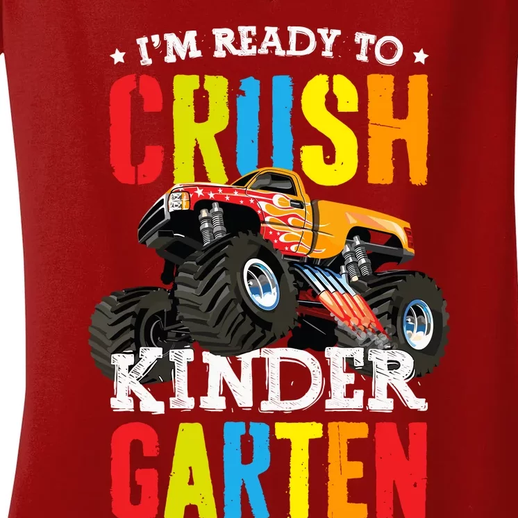 Im Ready To Crush Kindergarten Monster Truck Back To School Women's V-Neck T-Shirt