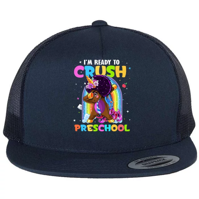 Im Ready To Crush Preschool Rainbow Unicorn Back To School Cute Gift Flat Bill Trucker Hat