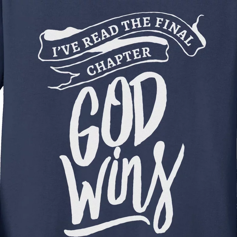 I Read The Final Chapter God Wins Christian Faith Bible Kids Long Sleeve Shirt