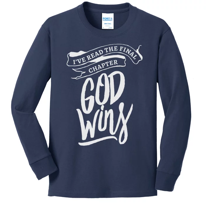 I Read The Final Chapter God Wins Christian Faith Bible Kids Long Sleeve Shirt