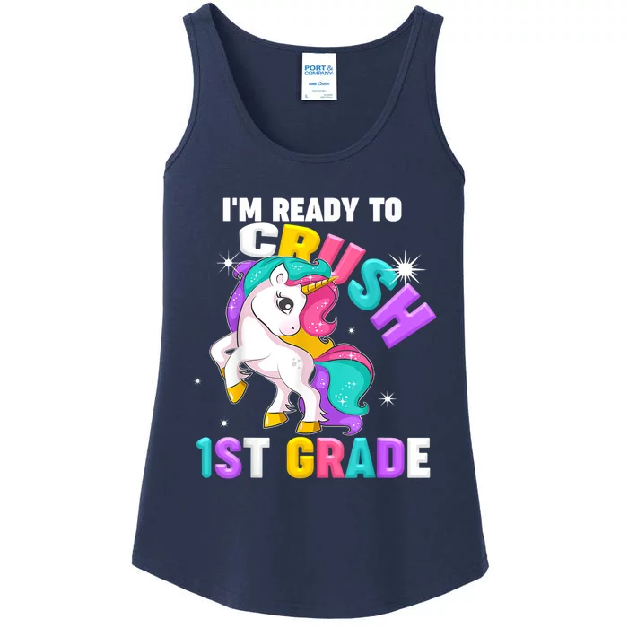 Im Ready To Crush 1st First Grade Unicorn Back To School Ladies Essential Tank