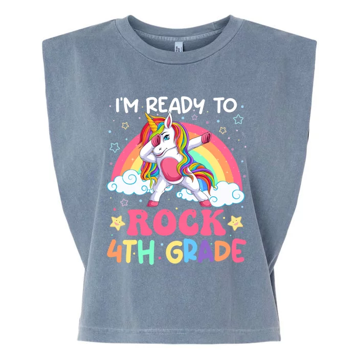 Im Ready To Rock 4Th Grade Unicorn Dabbing Fourth Grade Gift Garment-Dyed Women's Muscle Tee