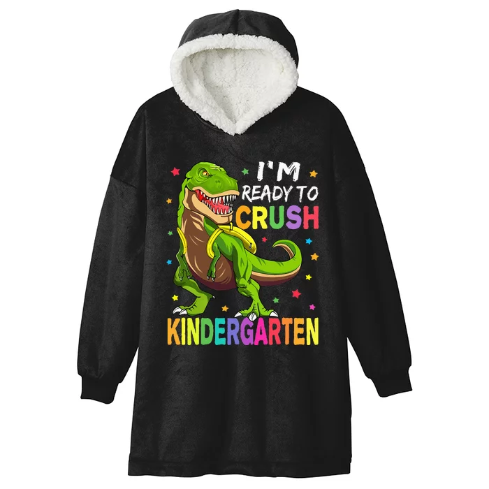 I'm Ready To Crush Kindergarten Back To School Dinosaur Hooded Wearable Blanket