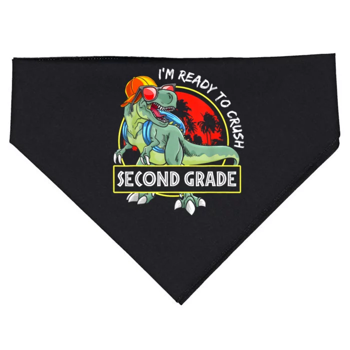 Im Ready To Crush 2nd Grade Dinosaur 1st Day Of School Back To School USA-Made Doggie Bandana