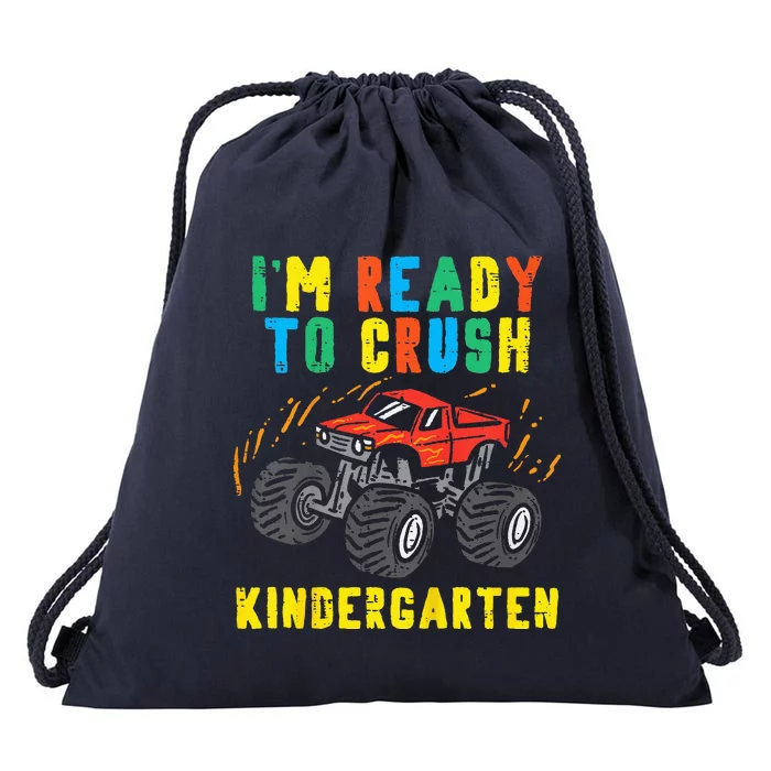 Im Ready To Crush Kindergarten Monster Truck First Day Drawstring Bag