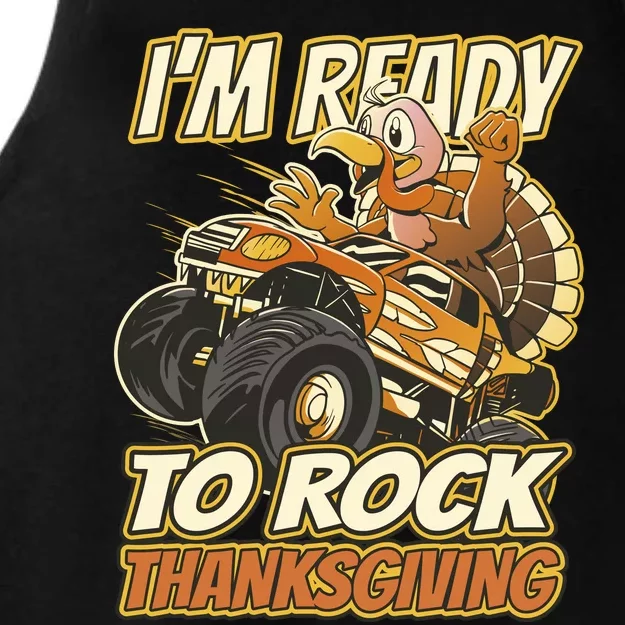 I'm Ready To Rock Thanksgiving Turkey Monster Truck Ladies Tri-Blend Wicking Tank