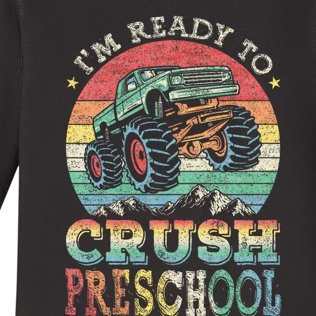 I'm Ready To Crush PreSchool Monster Truck Gift Baby Long Sleeve Bodysuit