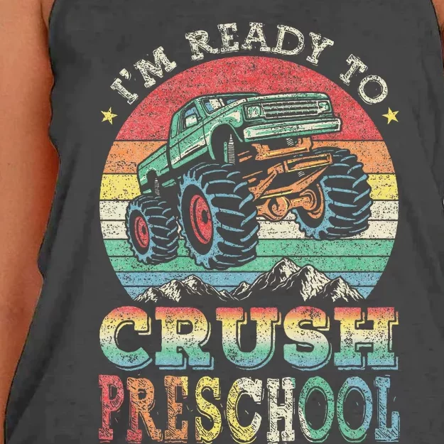 I'm Ready To Crush PreSchool Monster Truck Gift Women's Knotted Racerback Tank