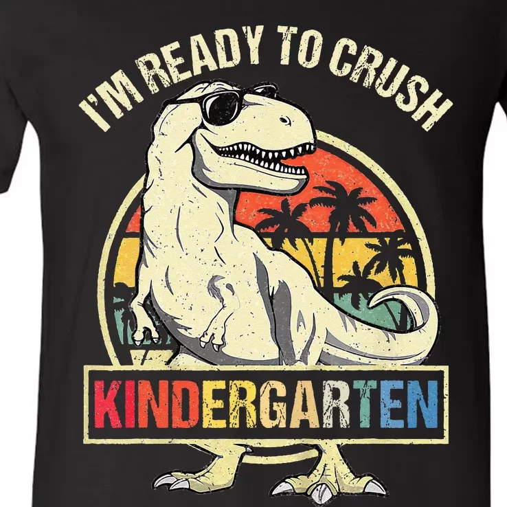 I'm Ready To Crush Kindergarten Dinosaur Back To School V-Neck T-Shirt