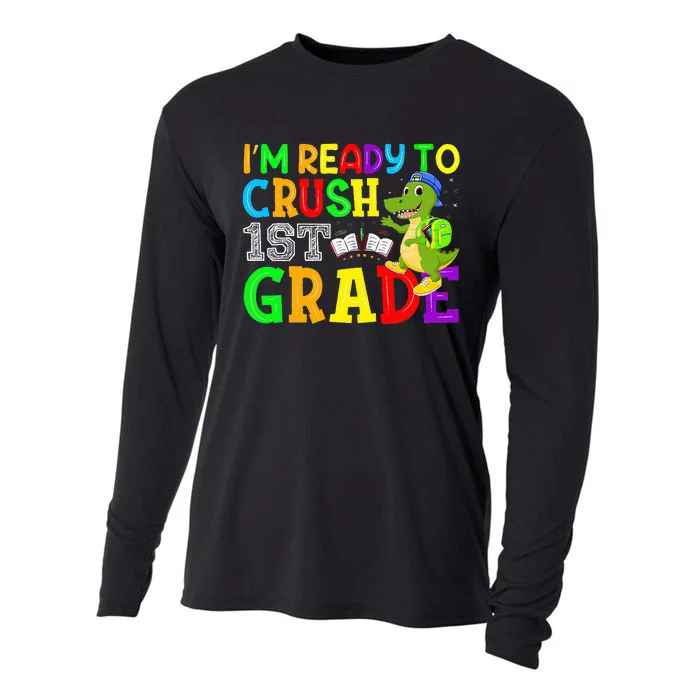 I'm Ready To Crush 1st Grade Truck Dinosaur Back To School Cooling Performance Long Sleeve Crew