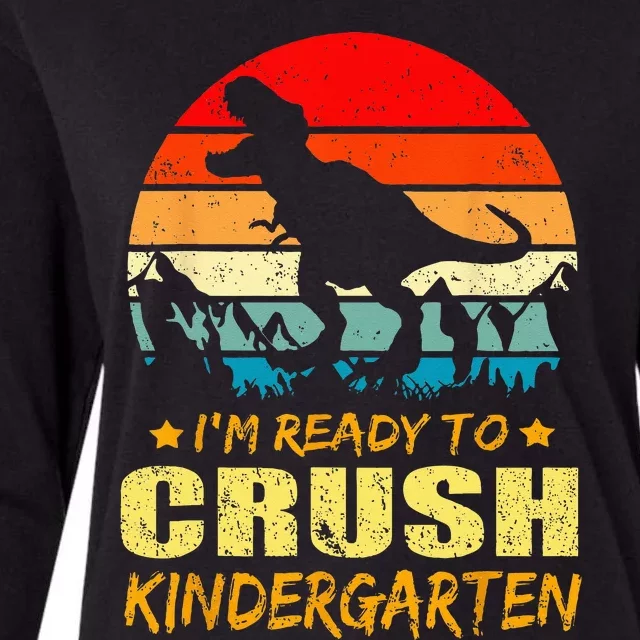 Im Ready To Crush Kindergarten TRex Dinosaur Back To School Womens Cotton Relaxed Long Sleeve T-Shirt