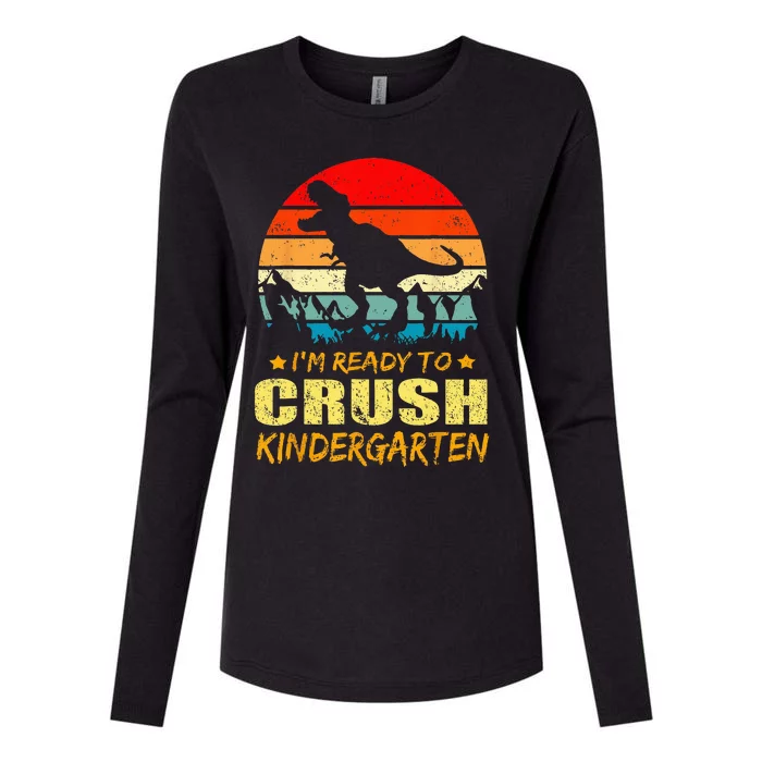 Im Ready To Crush Kindergarten TRex Dinosaur Back To School Womens Cotton Relaxed Long Sleeve T-Shirt