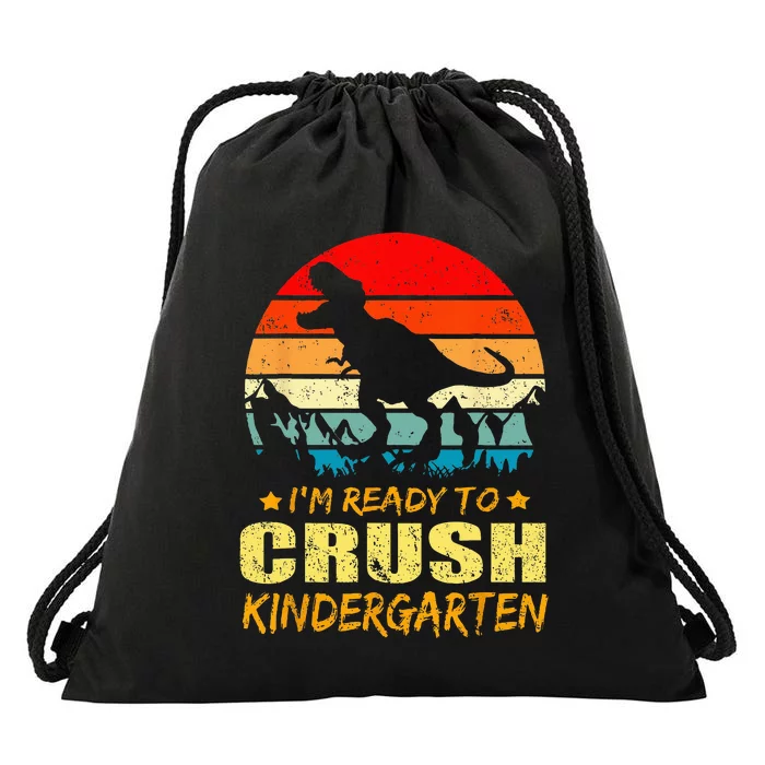 Im Ready To Crush Kindergarten TRex Dinosaur Back To School Drawstring Bag