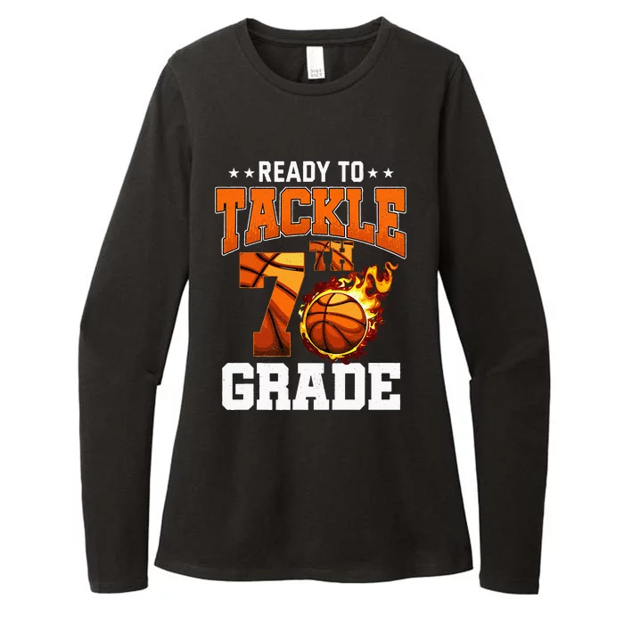 Im Ready To Tackle 7th Grade Basketball Back To School Womens CVC Long Sleeve Shirt