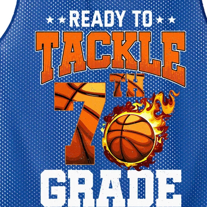 Im Ready To Tackle 7th Grade Basketball Back To School Mesh Reversible Basketball Jersey Tank