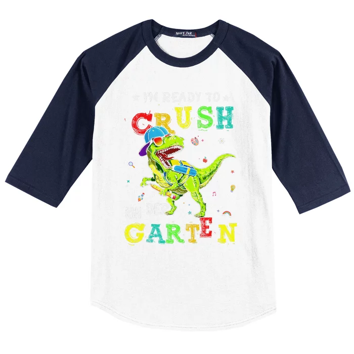 IM Ready To Crush Kindergarten Dinosaur 1st Day Of School Gift Baseball Sleeve Shirt