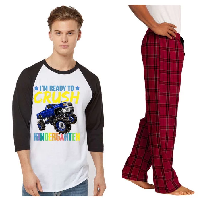 I'm Ready To Crush Kindergarten Monster Truck Back To School Raglan Sleeve Pajama Set