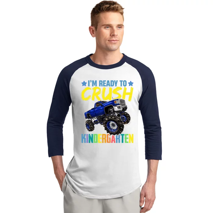 I'm Ready To Crush Kindergarten Monster Truck Back To School Baseball Sleeve Shirt