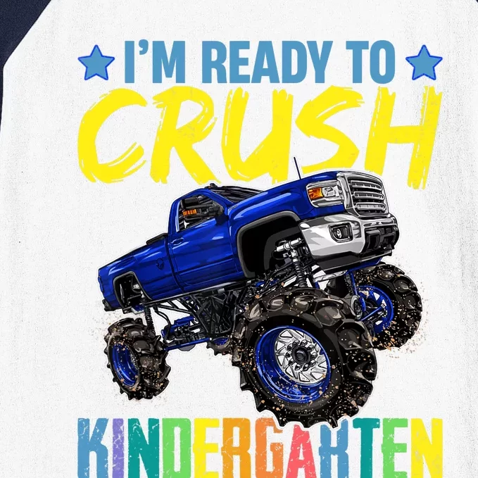 I'm Ready To Crush Kindergarten Monster Truck Back To School Baseball Sleeve Shirt