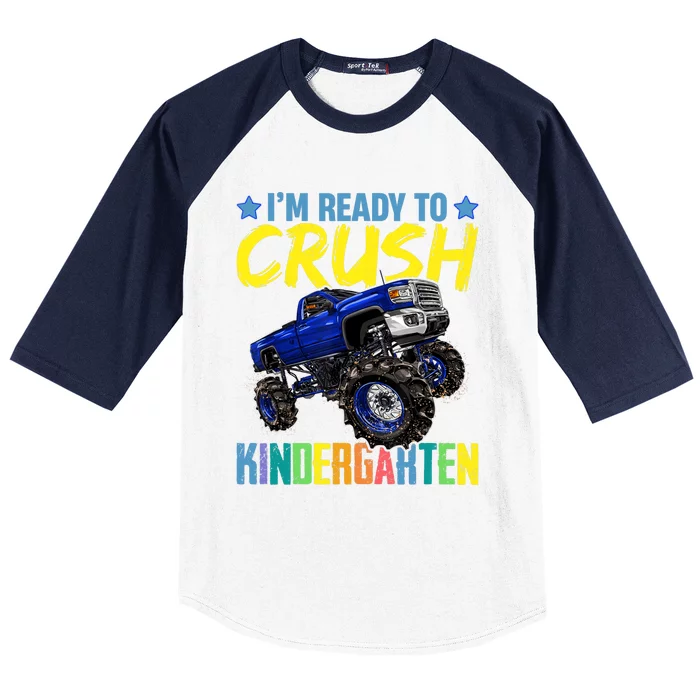 I'm Ready To Crush Kindergarten Monster Truck Back To School Baseball Sleeve Shirt