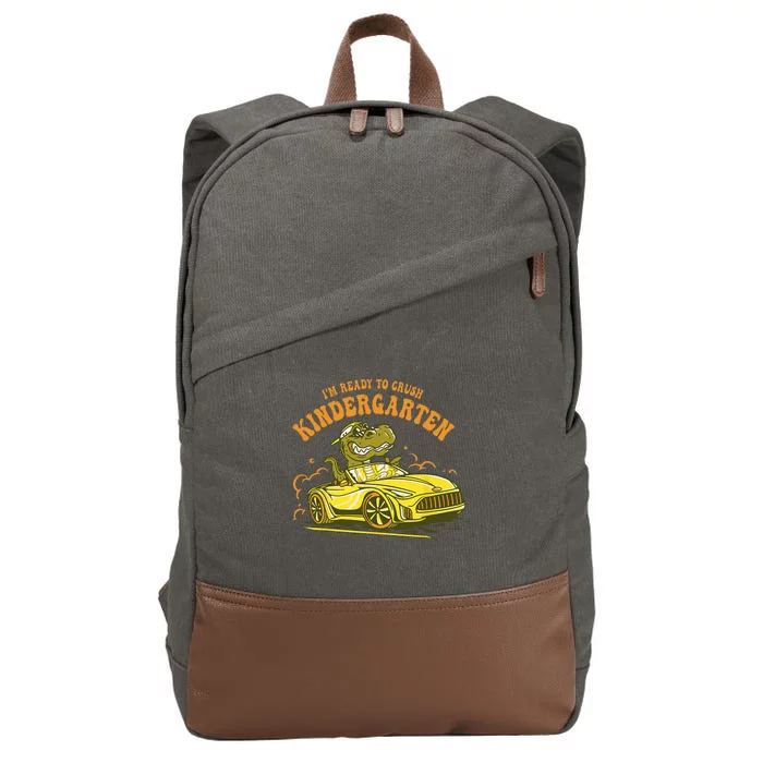 Im Ready To Crush Kindergarten Trex Dinosaur Back To School Cotton Canvas Backpack