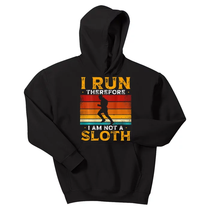 I Run Therefore I Am Not A Sloth Marathons Backprint Running Kids Hoodie