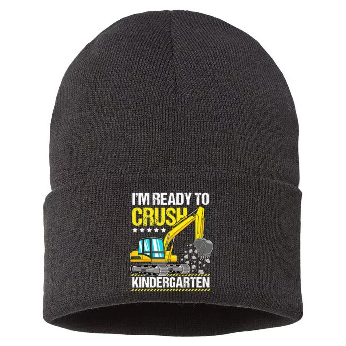 Im Ready To Crush Kindergarten Construction Vehicle Sustainable Knit Beanie