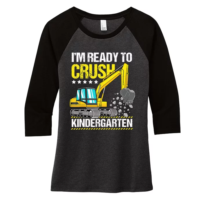 Im Ready To Crush Kindergarten Construction Vehicle Women's Tri-Blend 3/4-Sleeve Raglan Shirt