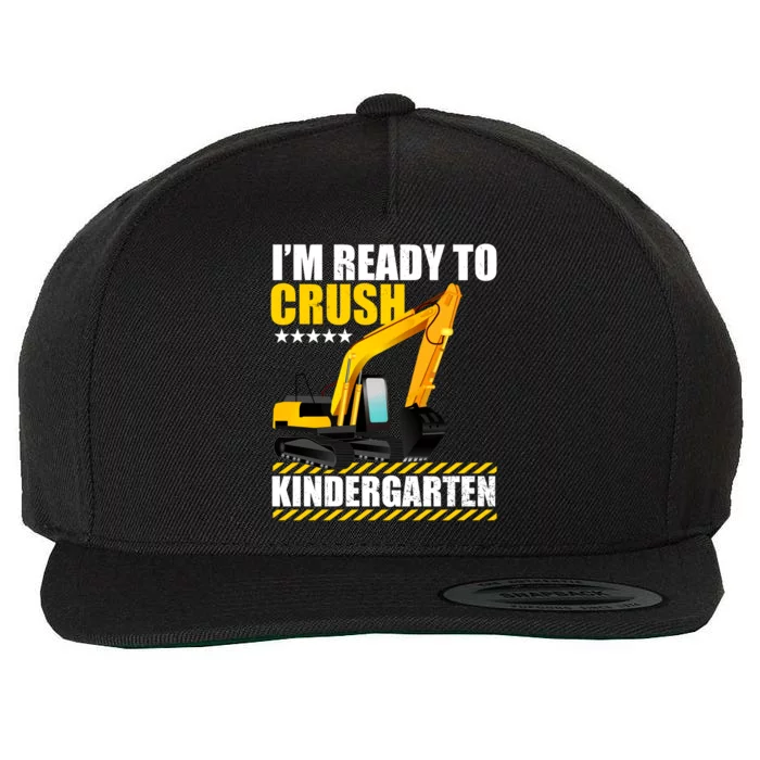 I'm Ready To Crush Kindergarten Bulldozer Back To School Wool Snapback Cap