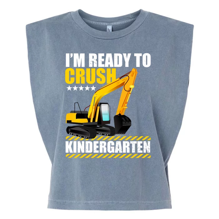 I'm Ready To Crush Kindergarten Bulldozer Back To School Garment-Dyed Women's Muscle Tee